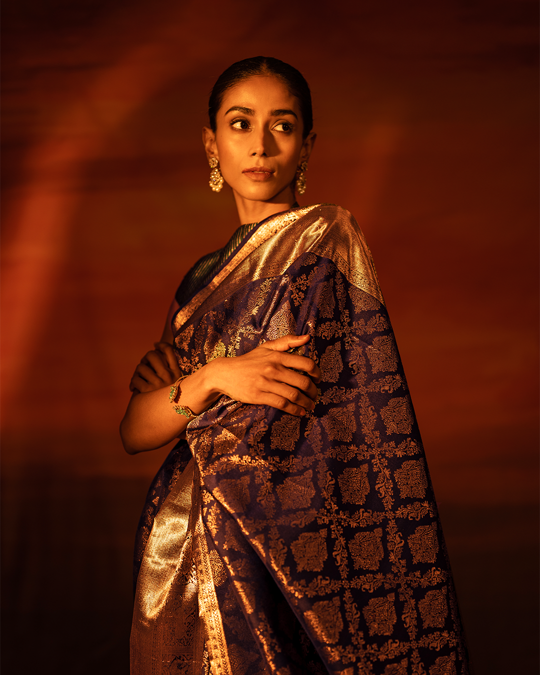 Blue Banarasi kachivaram brocade saree