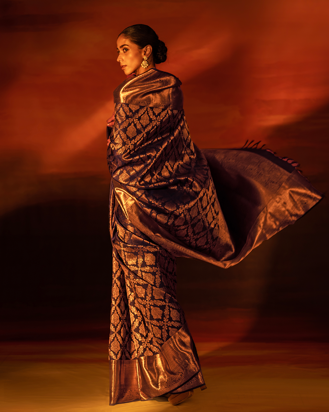 Blue Banarasi kachivaram brocade saree