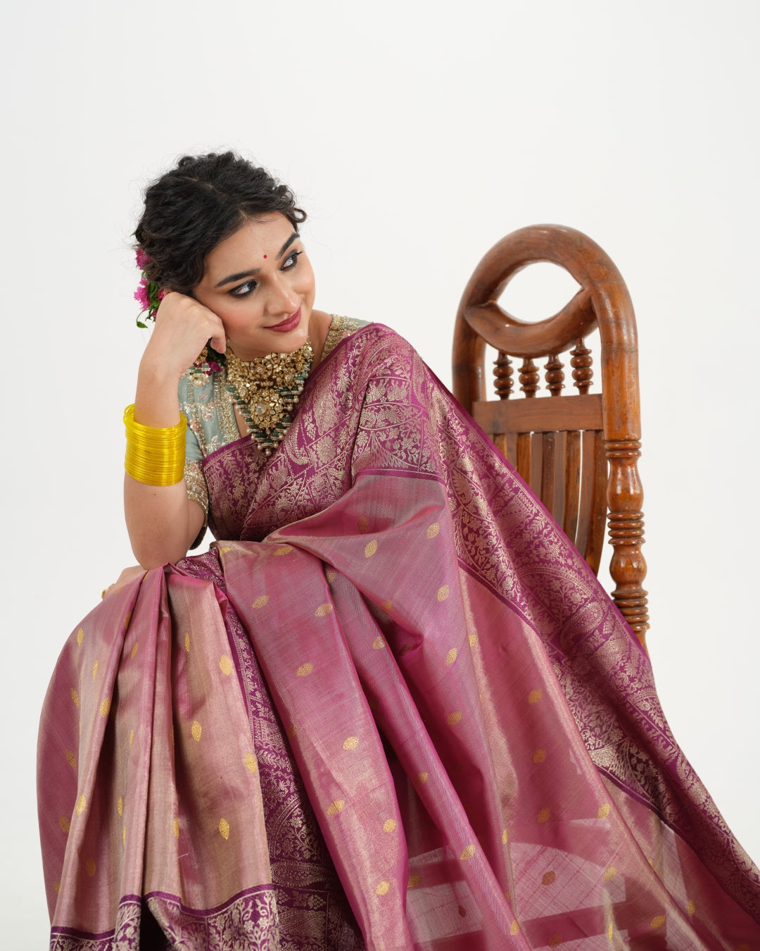 Plum Purple Kanchivaram Tissue Saree