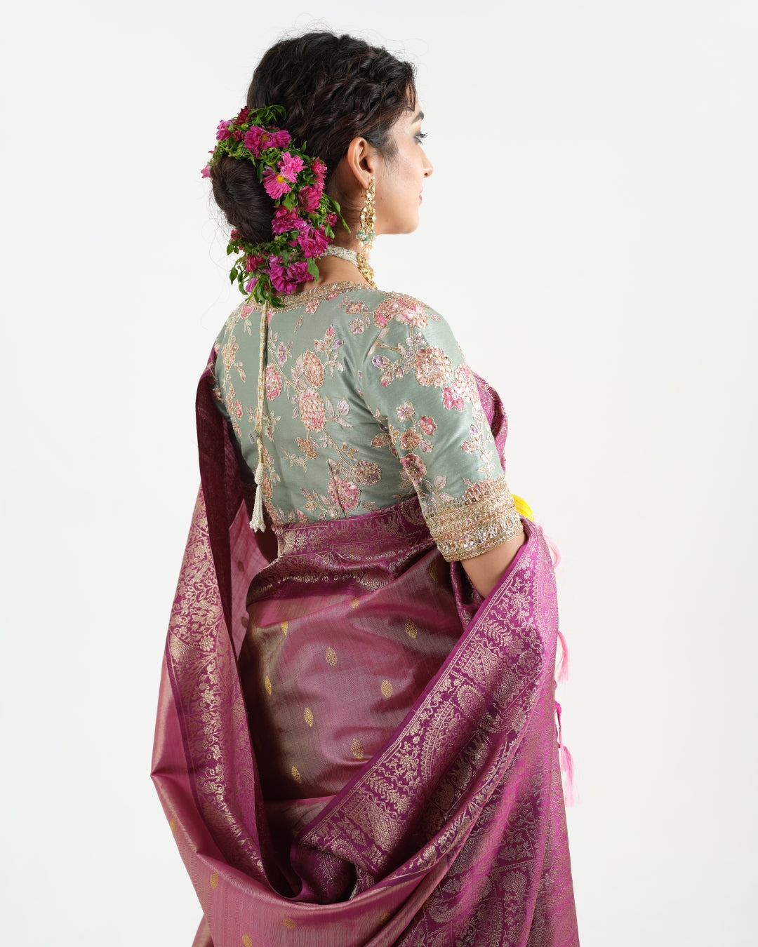Plum Purple Kanchivaram Tissue Saree