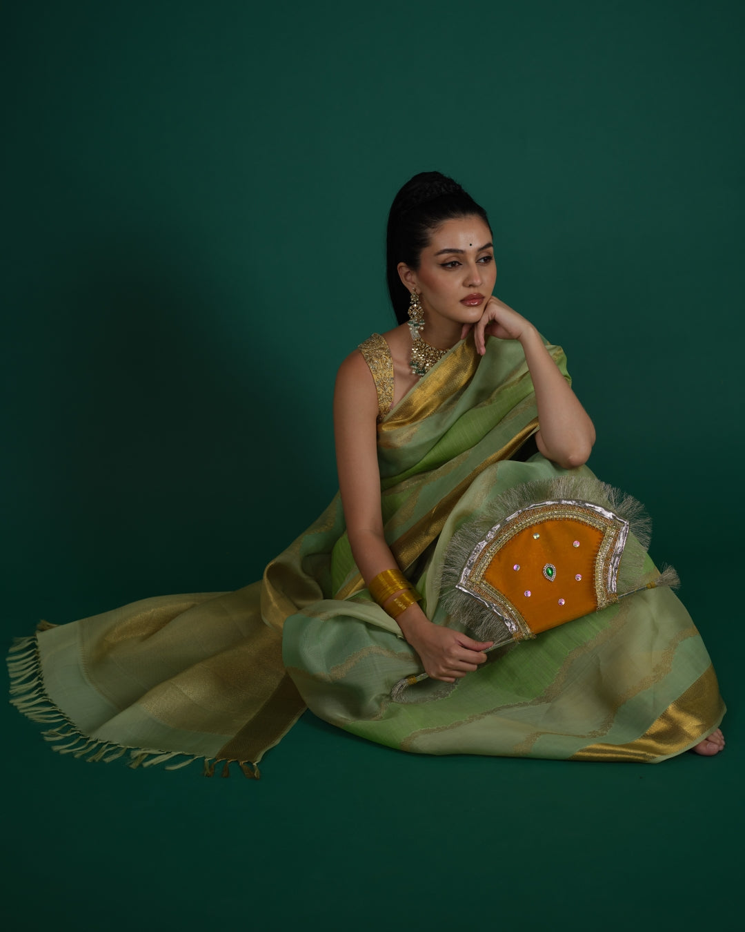 Pista Green Kanchi Kora Saree