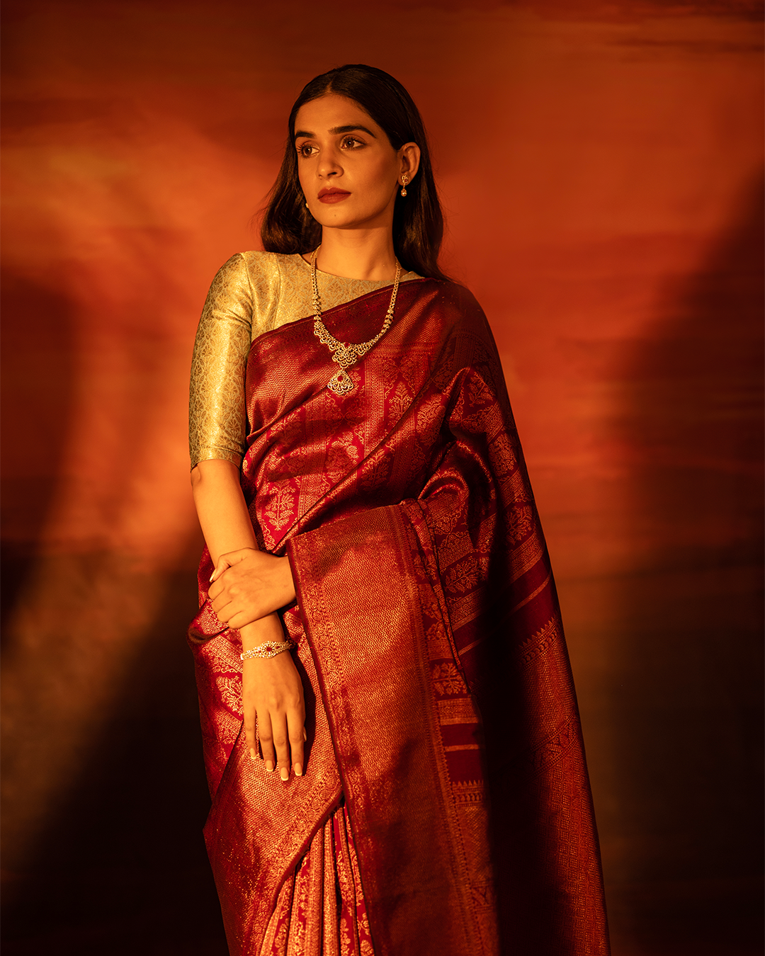 Sanganeri antique zari brocade kanchivaram silk saree