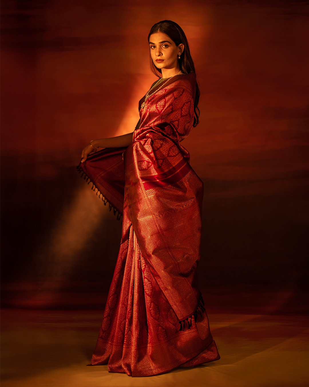 Sanganeri antique zari brocade kanchivaram silk saree