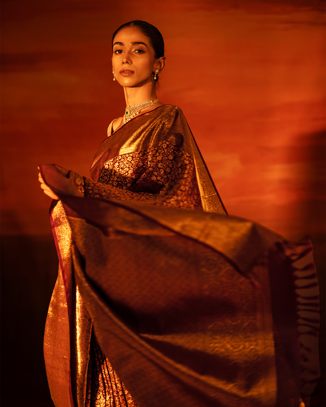 Blue Kanchivaram brocade silk saree