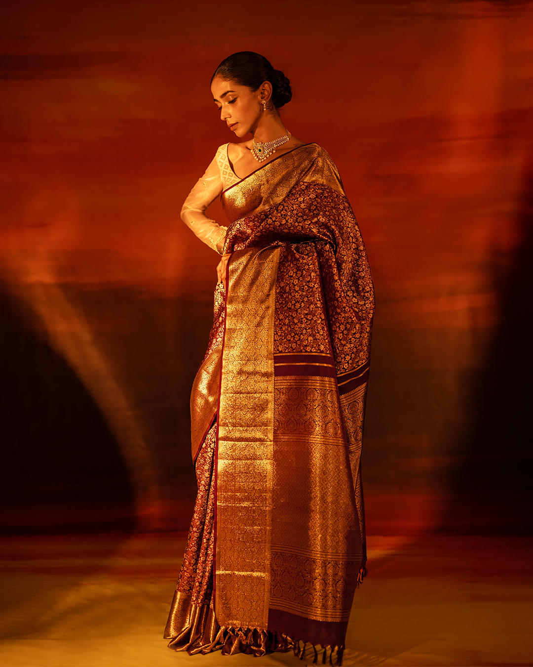 Blue Kanchivaram brocade silk saree