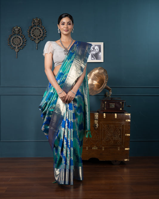 Peacock Blue Kanchivaram Silk Saree