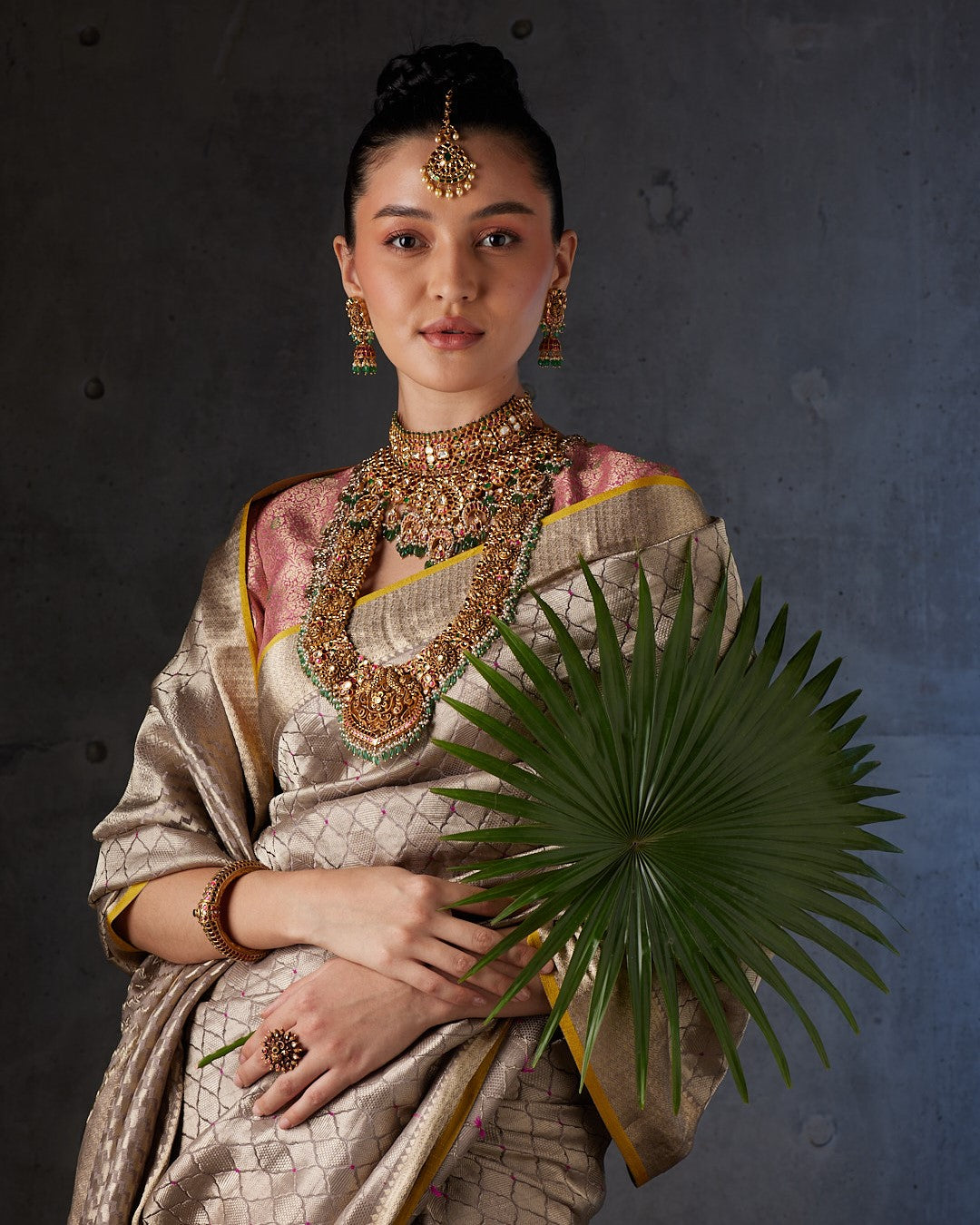 Grey Crepe Silk Saree