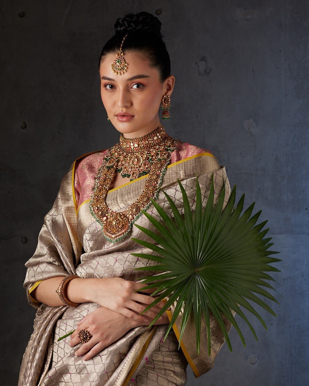 Grey Crepe Silk Saree