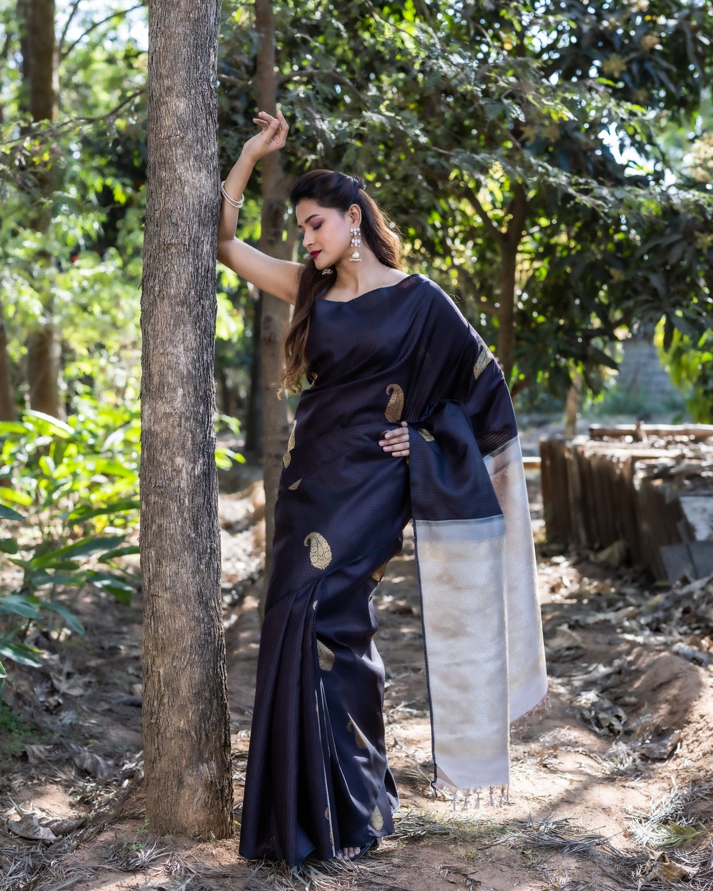 Black Kanchivaram Silk Saree