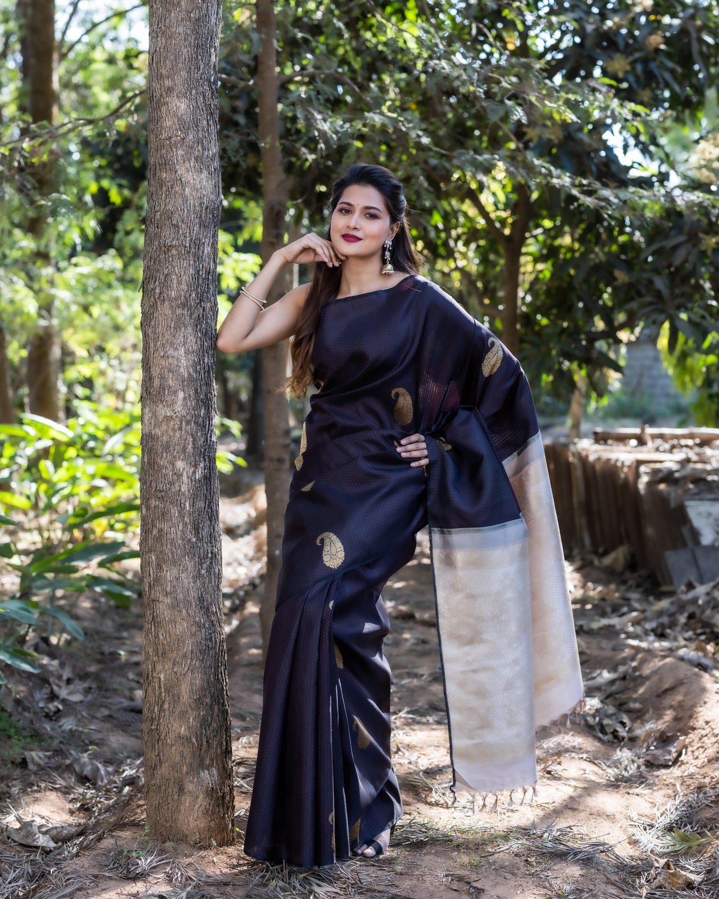 Black Kanchivaram Silk Saree