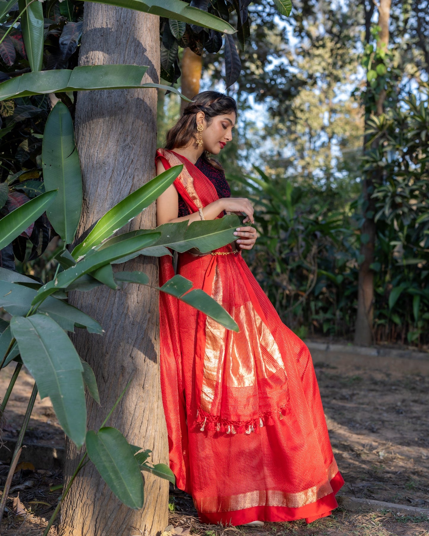 Red Chanderi Silk Saree