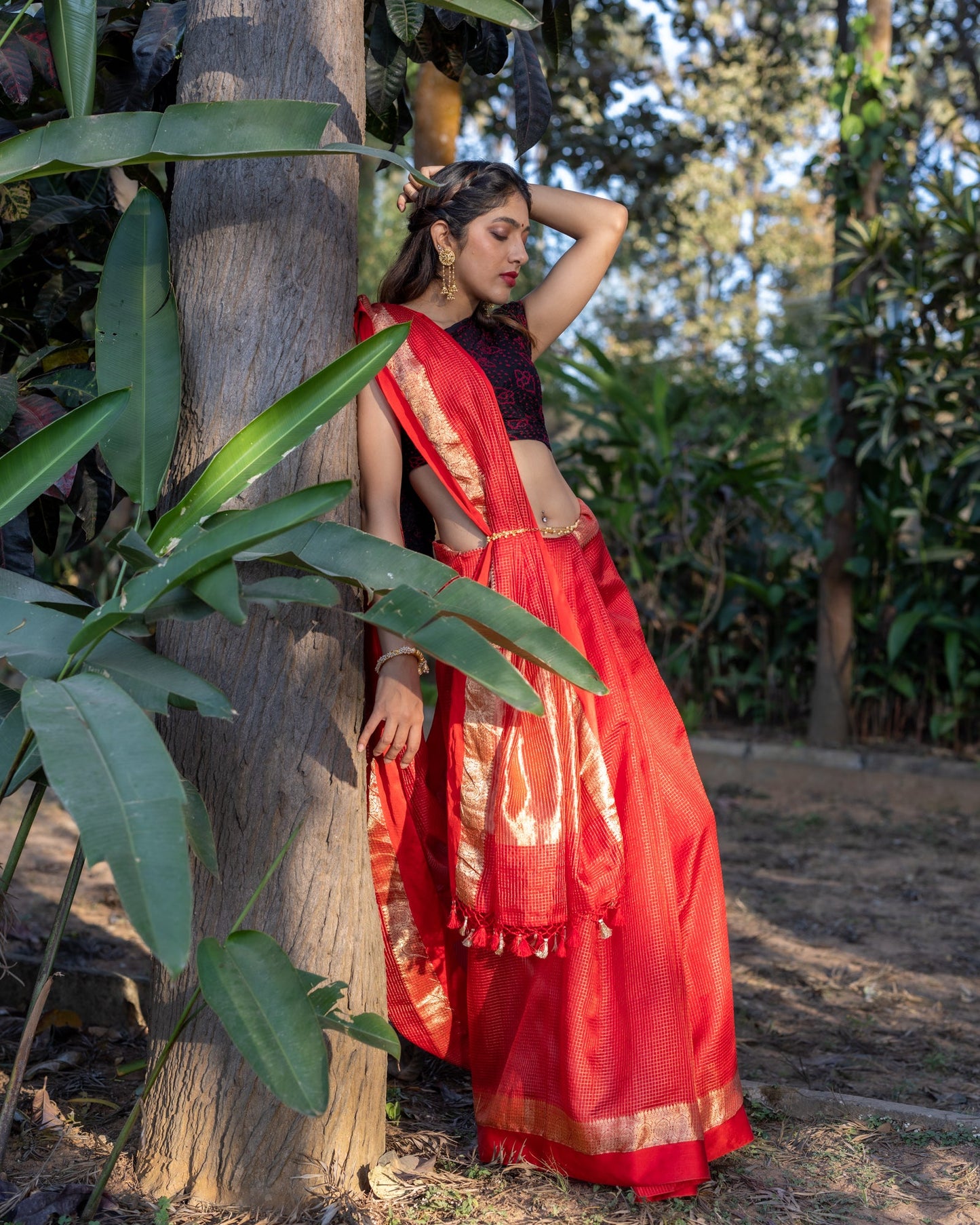 Red Chanderi Silk Saree