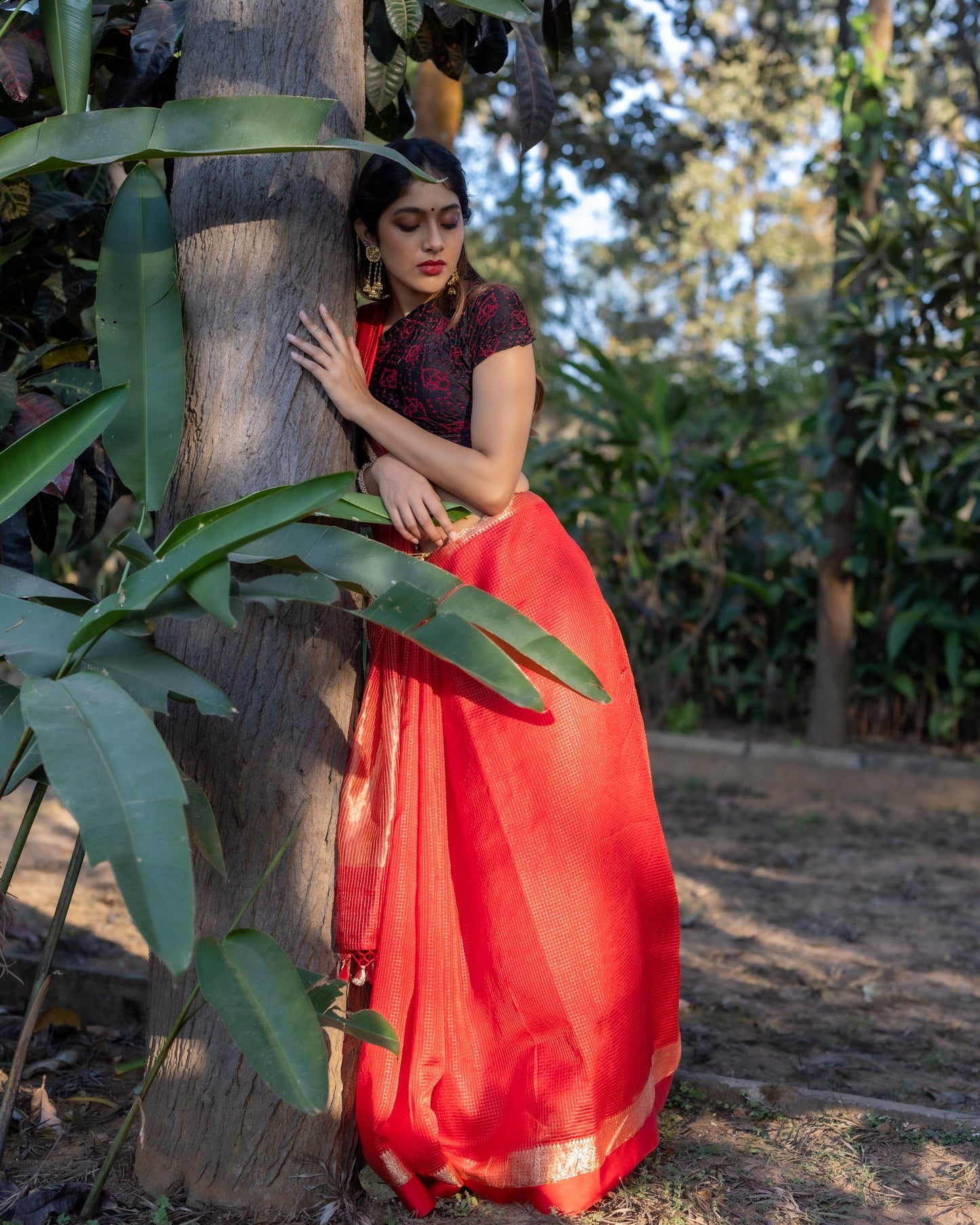Red Chanderi Silk Saree