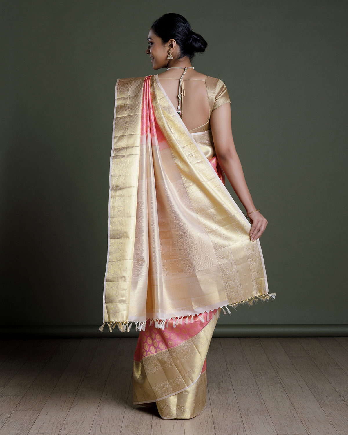 Light Pink Kanchivaram Handloom Silk Saree