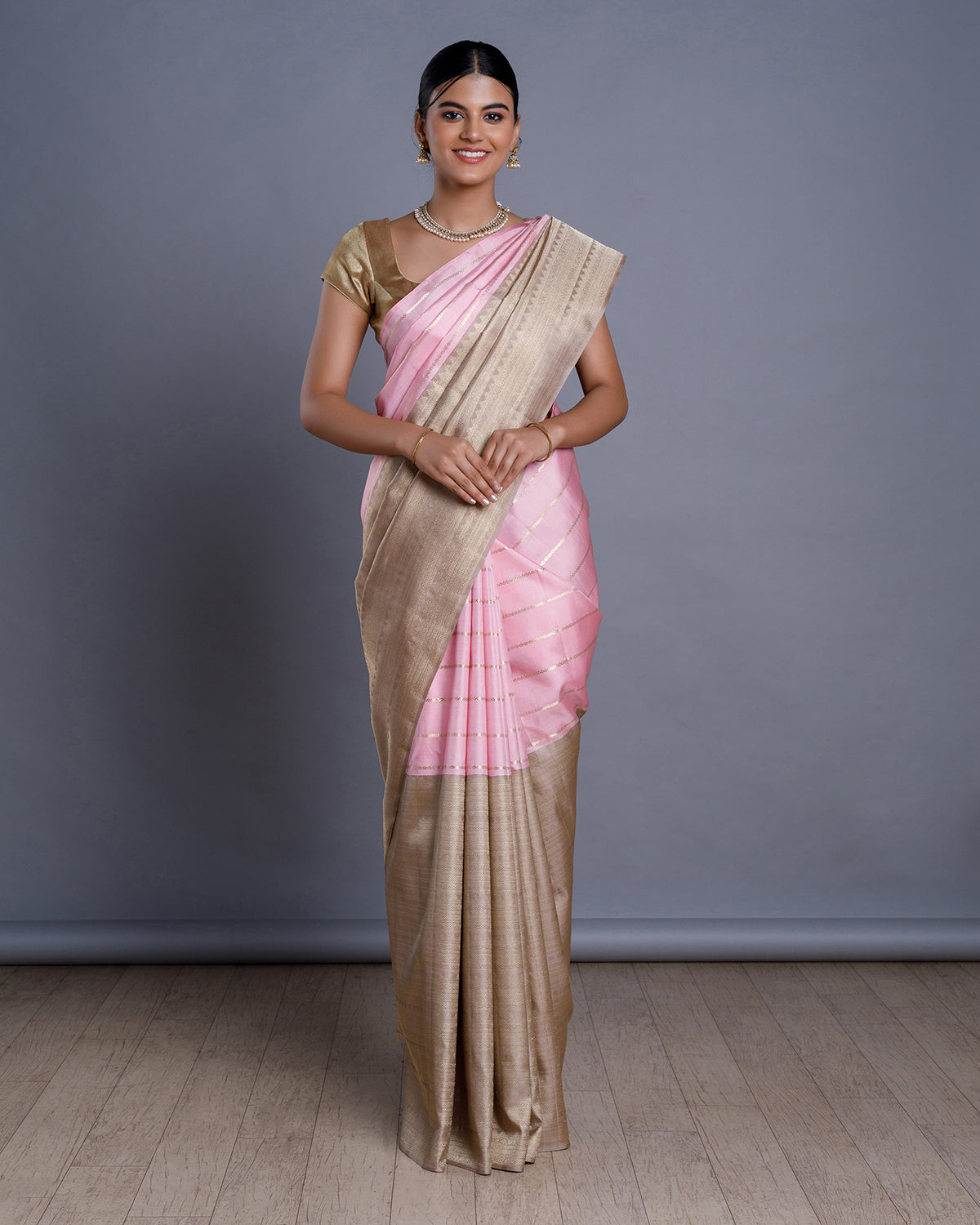 Light Pink Kanchivaram Handloom Silk Saree