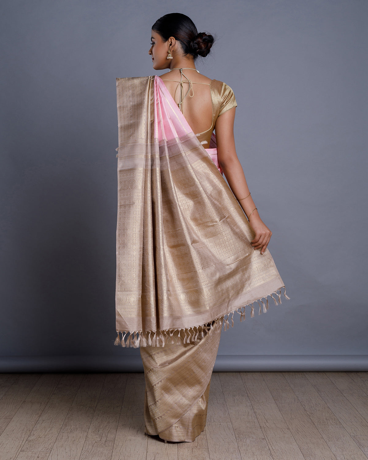 Light Pink Kanchivaram Handloom Silk Saree