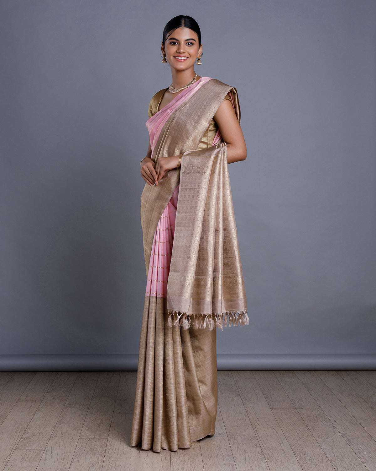 Light Pink Kanchivaram Handloom Silk Saree