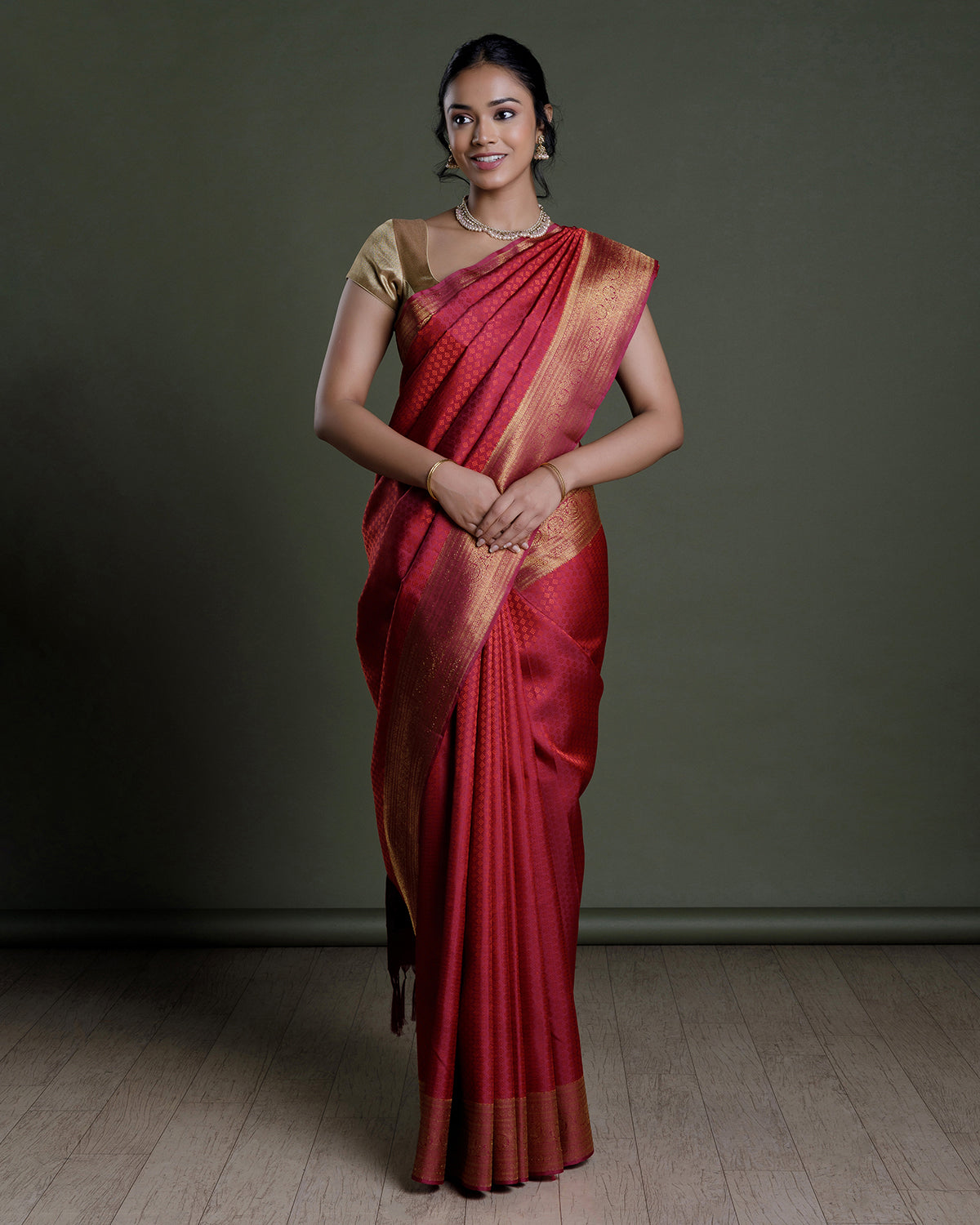 Marron Kanchivaram Handloom Silk Saree