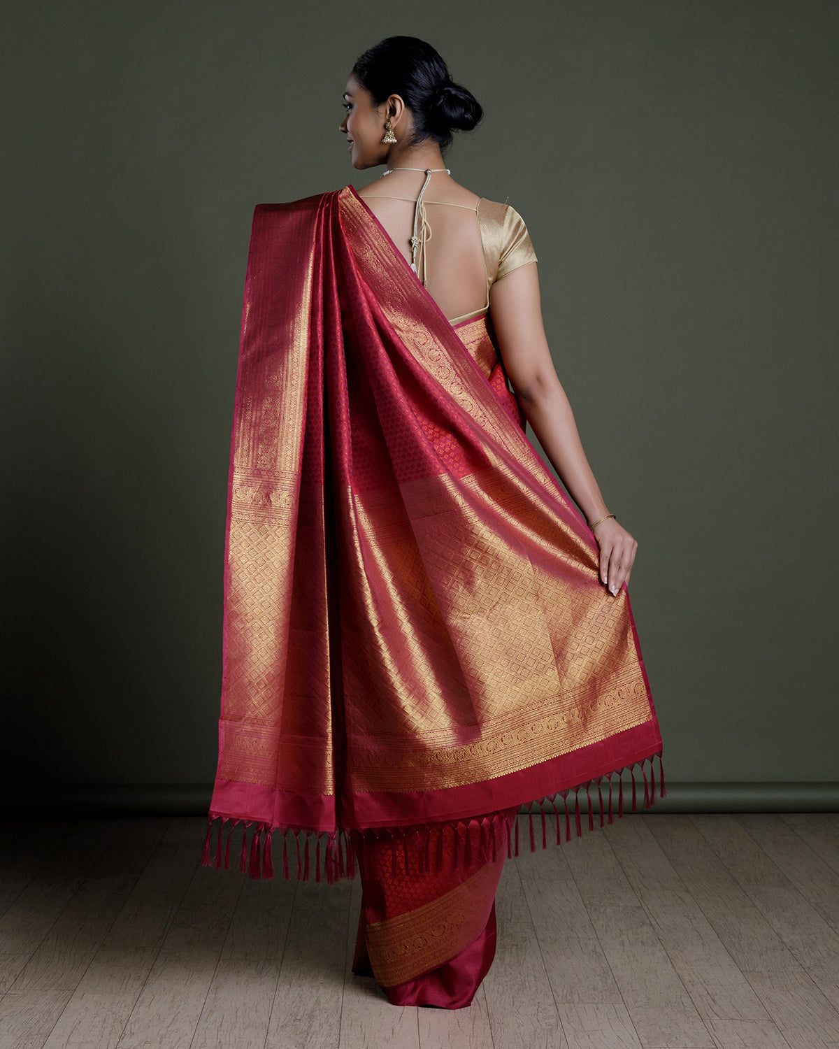 Marron Kanchivaram Handloom Silk Saree
