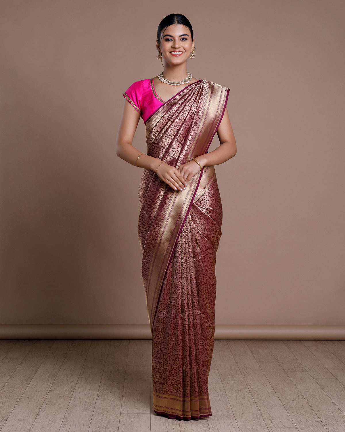 Purple Banaras Handloom Silk Saree