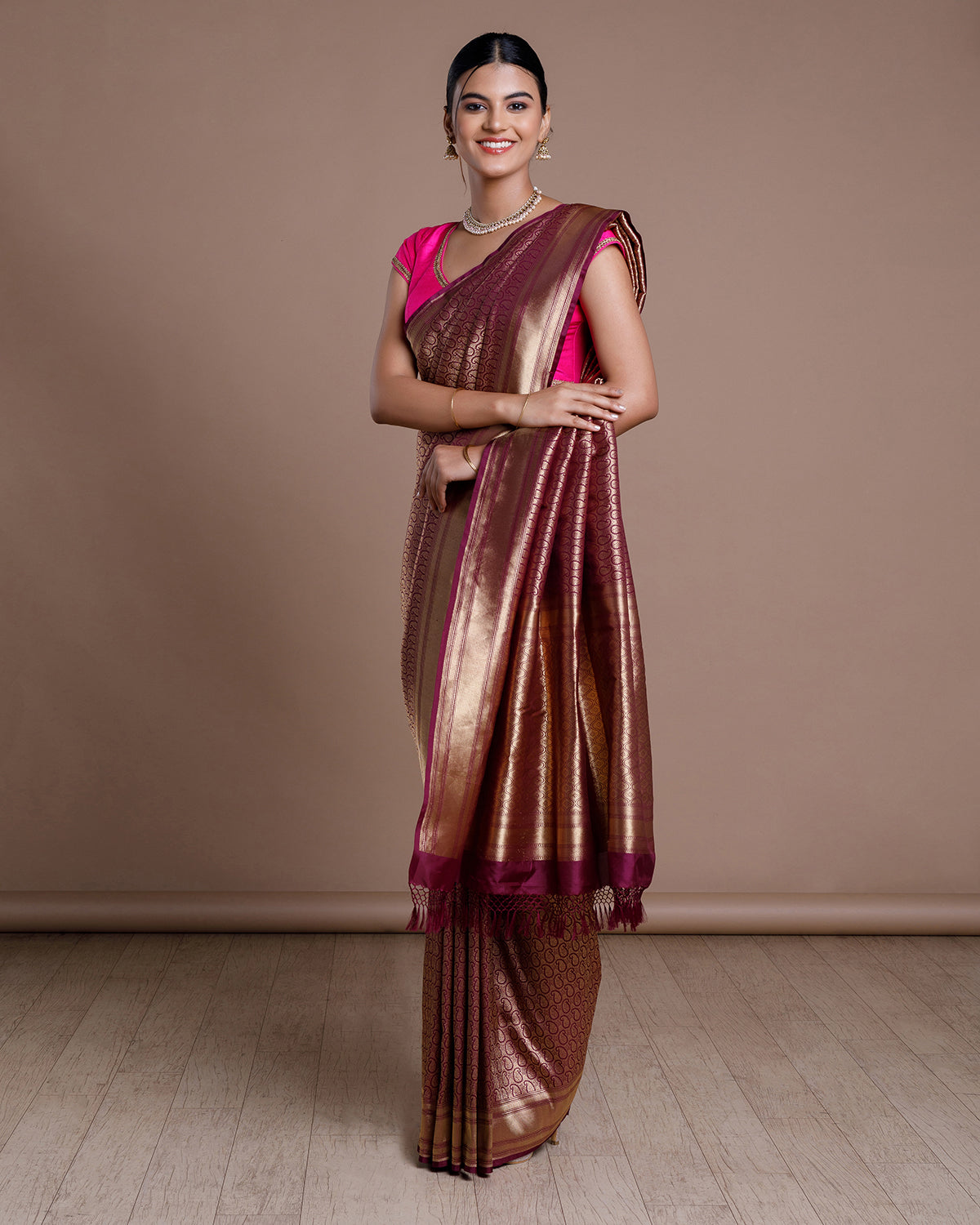 Purple Banaras Handloom Silk Saree