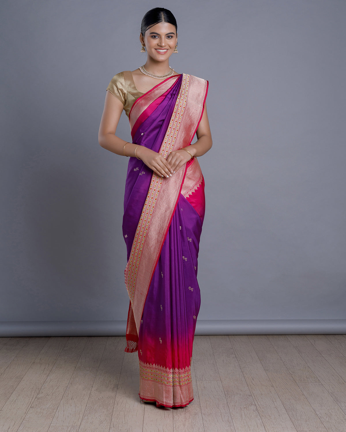 Magenta Banarasi Handloom Silk Saree