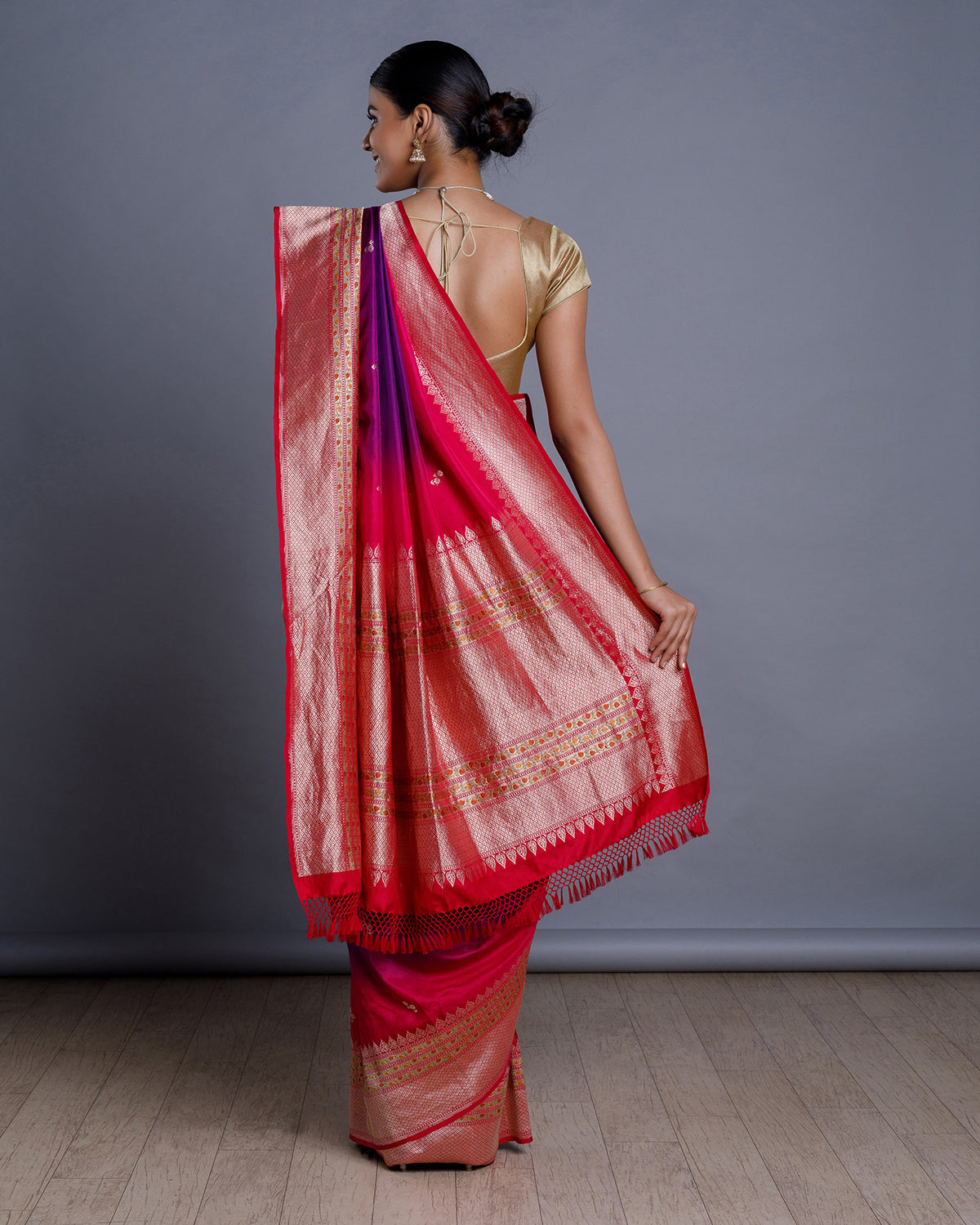 Magenta Banarasi Handloom Silk Saree