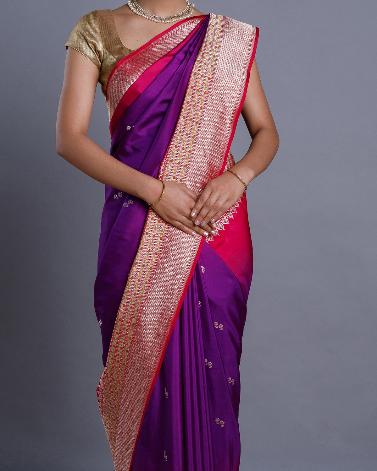 Magenta Banarasi Handloom Silk Saree