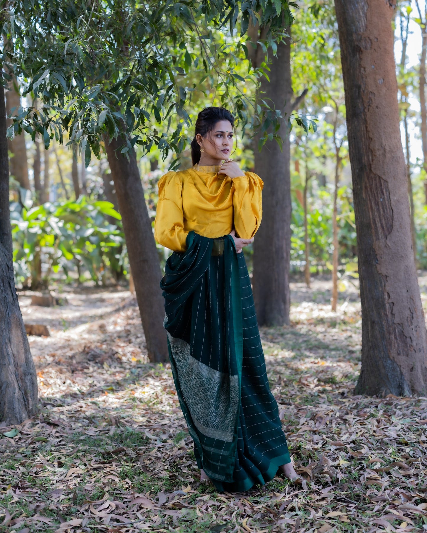Green Chiffon Silk Saree