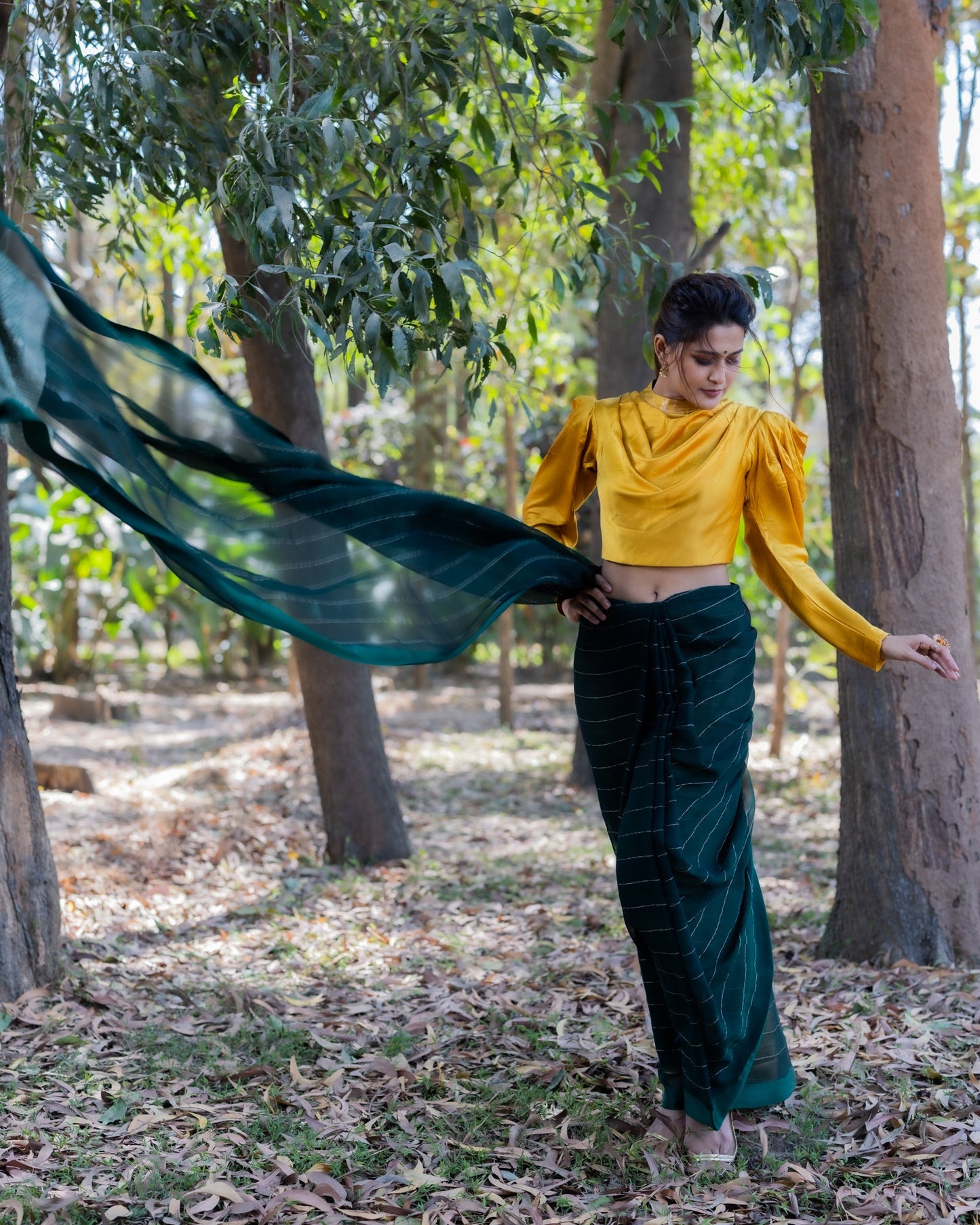 Green Chiffon Silk Saree