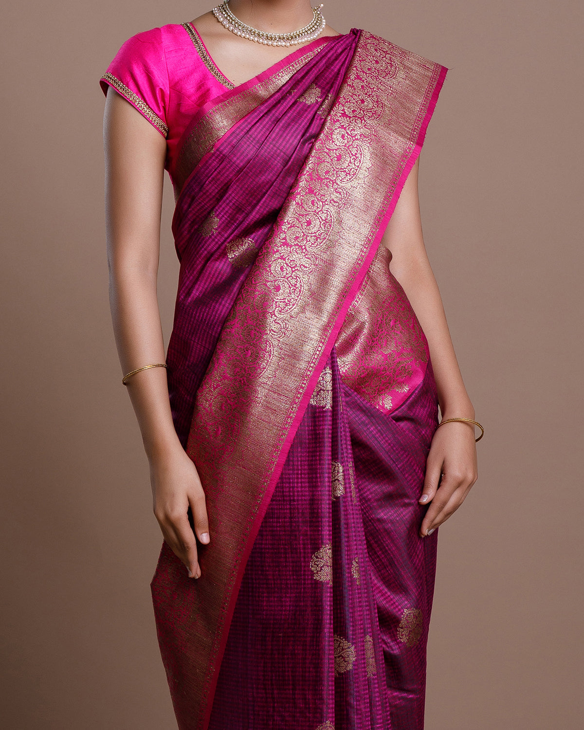 Magenta Banaras Handloom Silk Saree