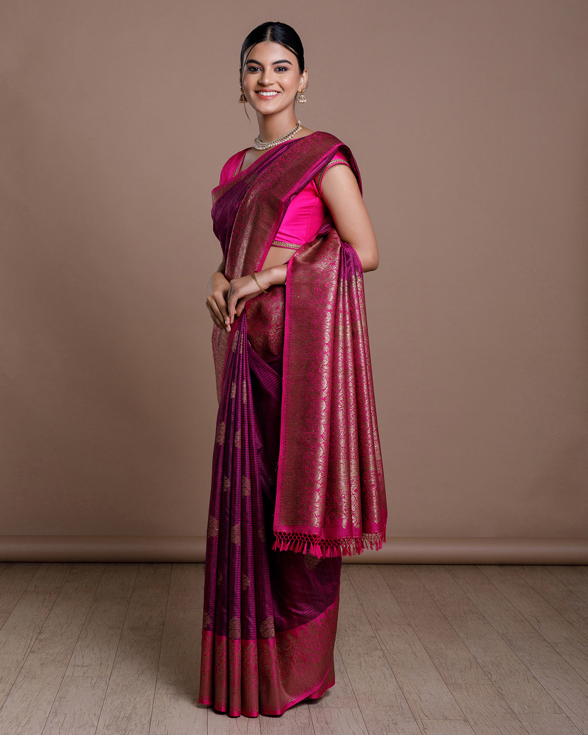 Magenta Banaras Handloom Silk Saree