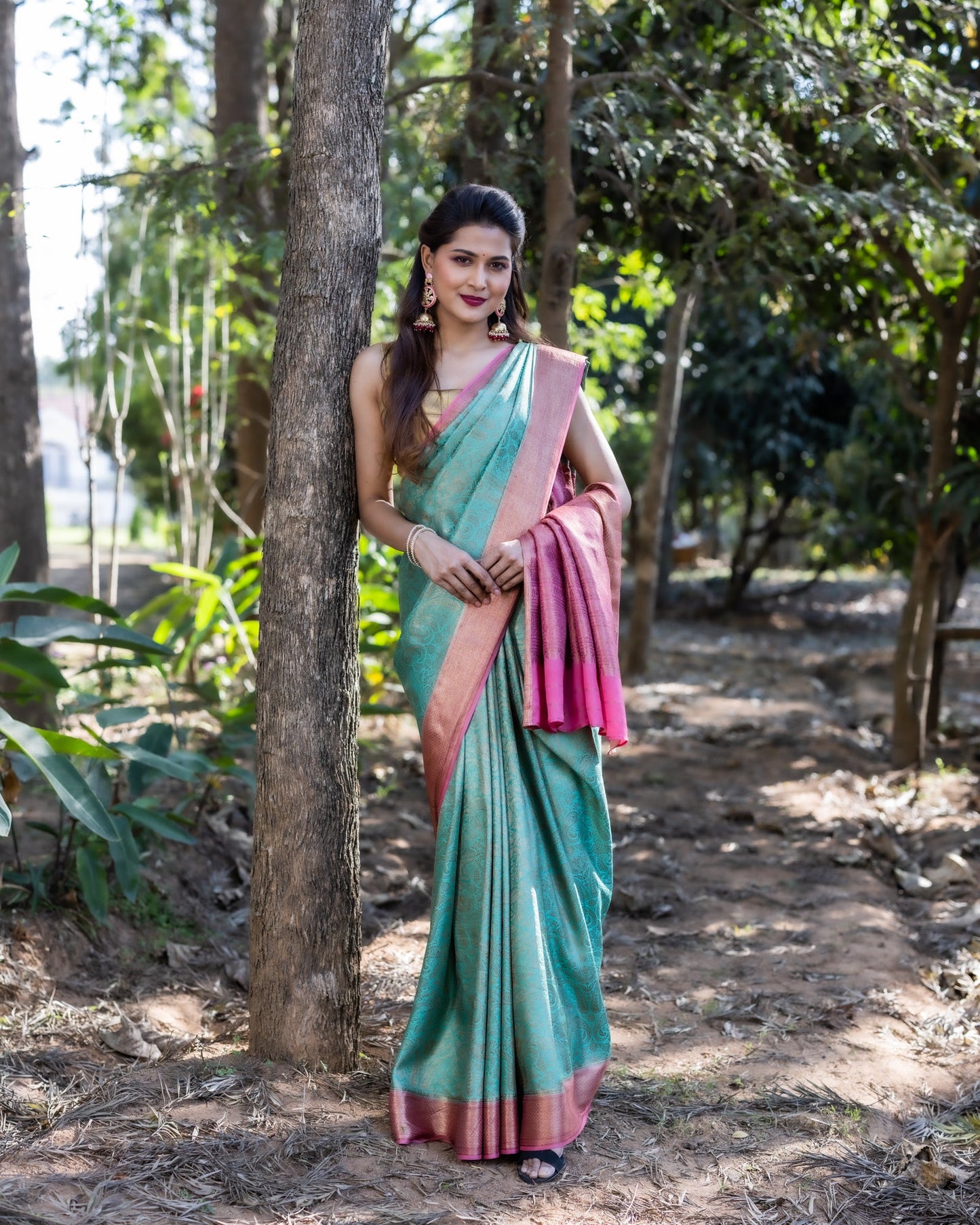 Sea Green Crape Silk Saree