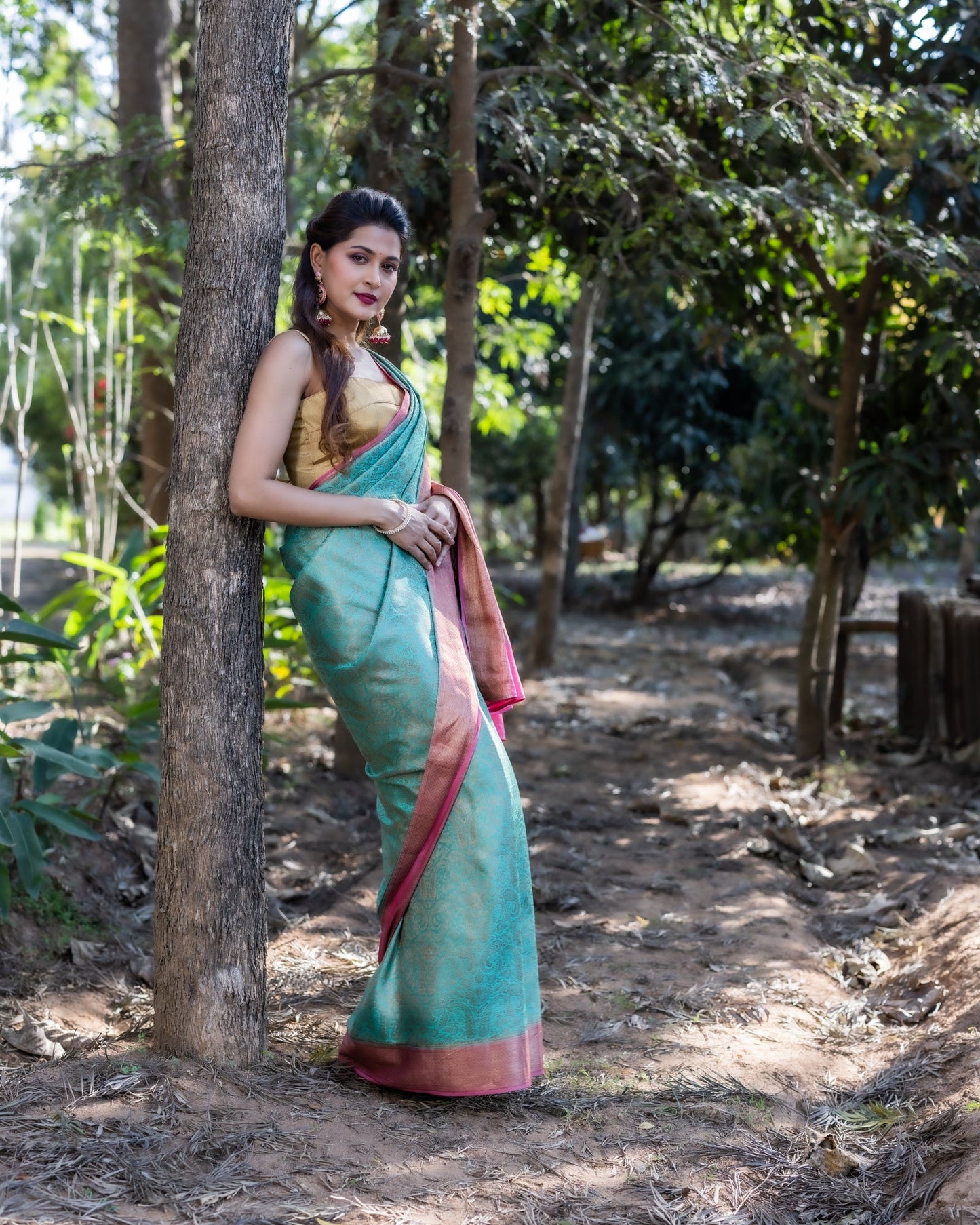 Sea Green Crape Silk Saree