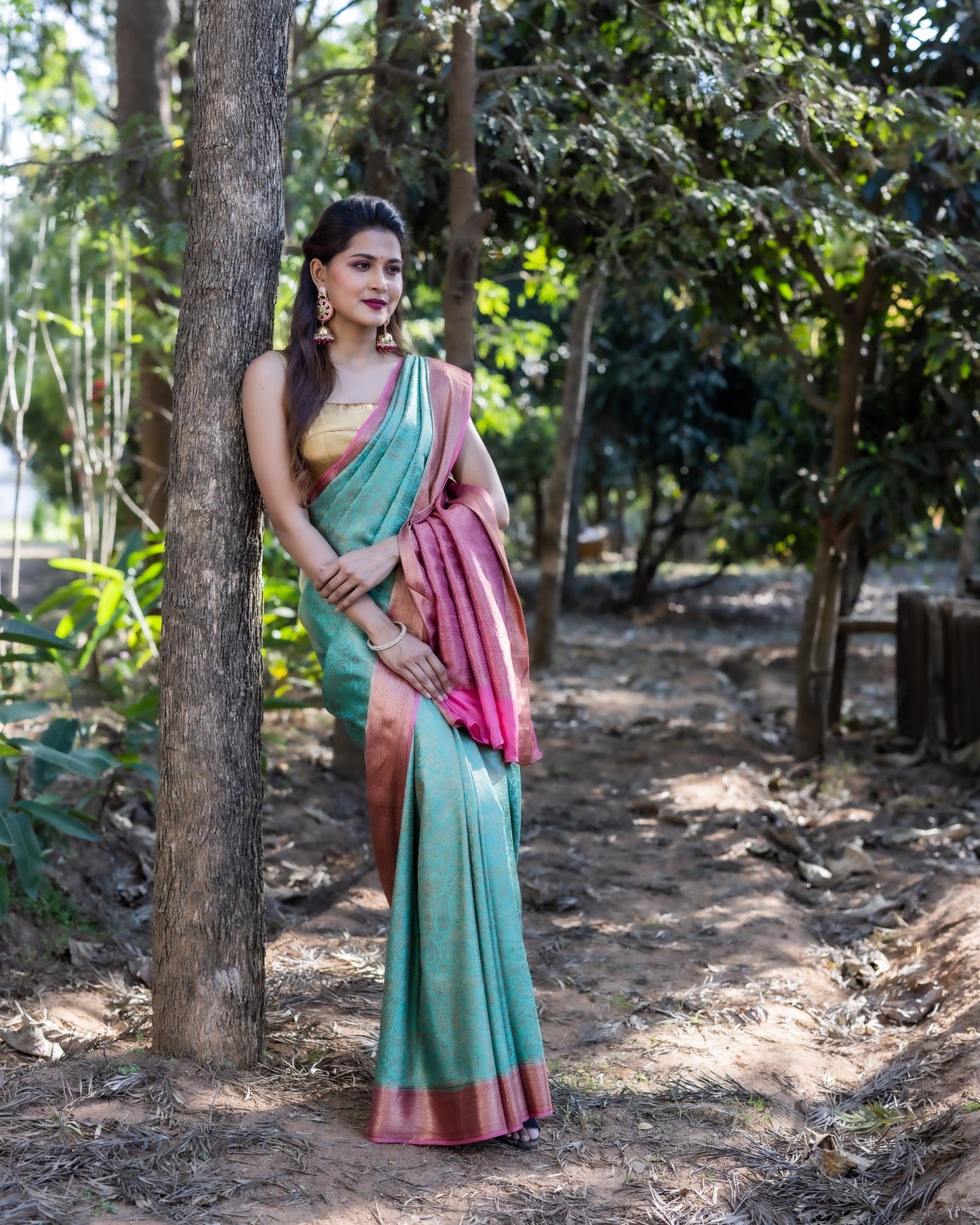 Sea Green Crape Silk Saree