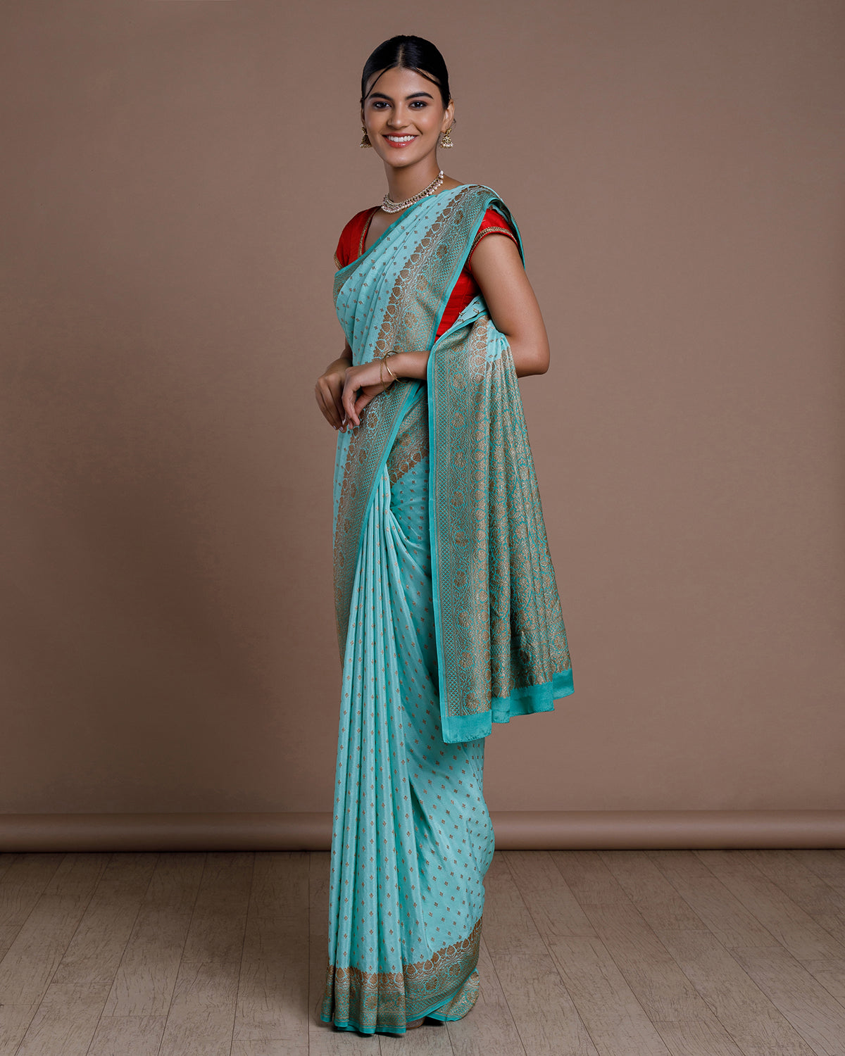 Blue Banarasi Khadi Georgette Silk Saree
