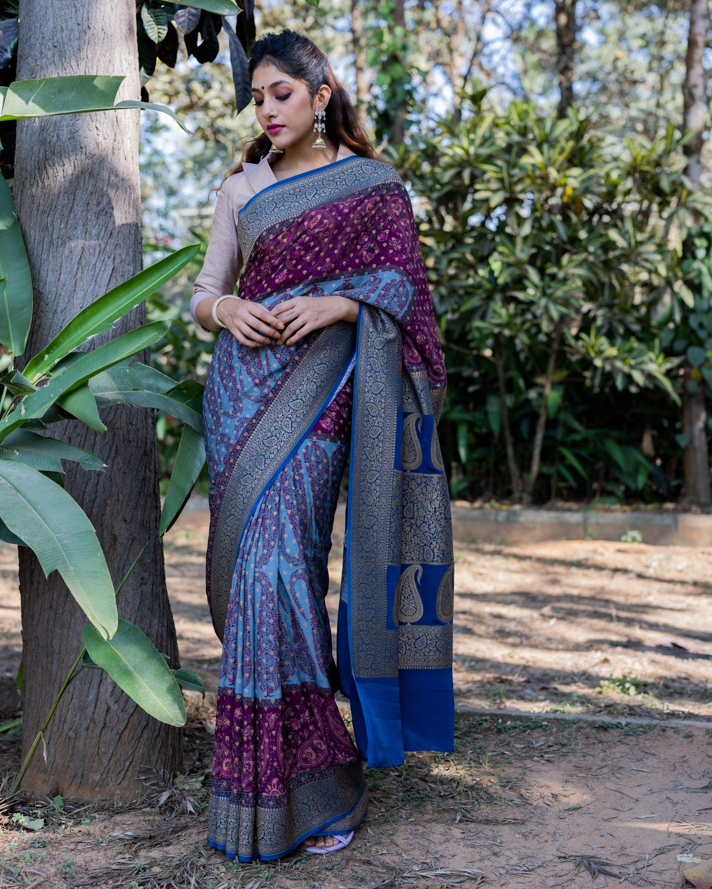Megenta Georgette Silk Saree