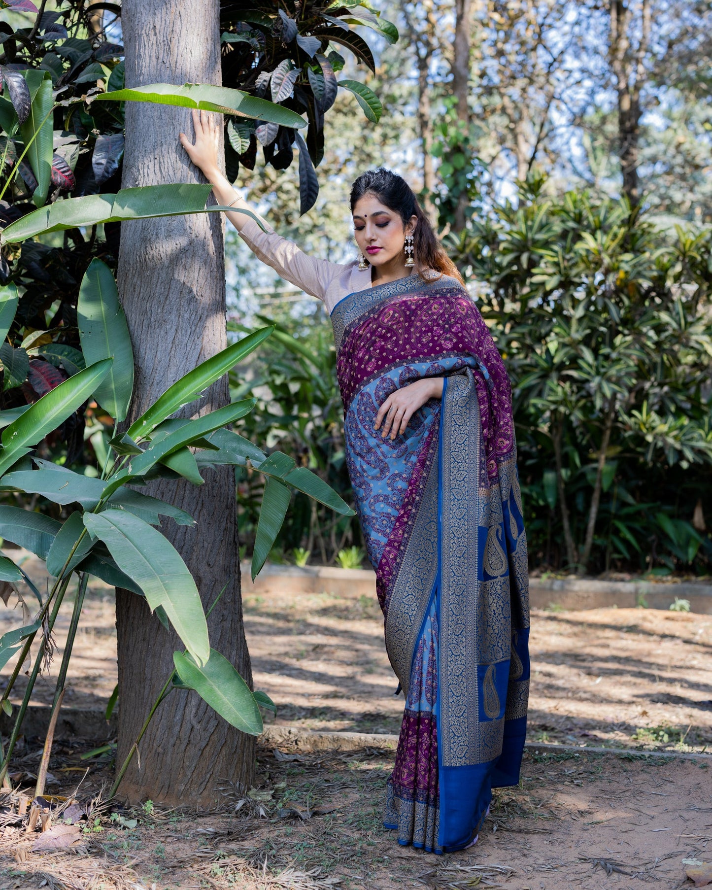 Megenta Georgette Silk Saree
