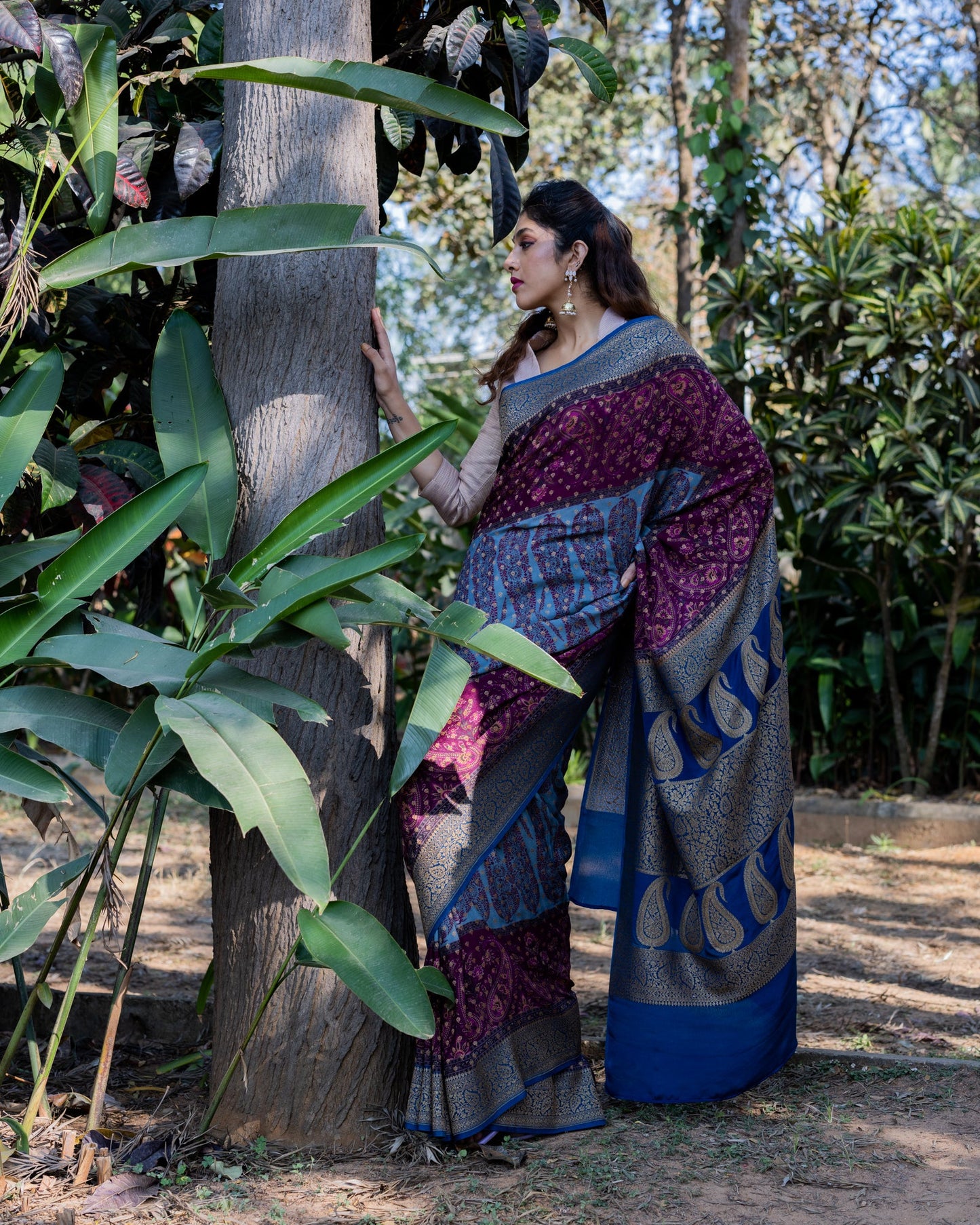 Megenta Georgette Silk Saree