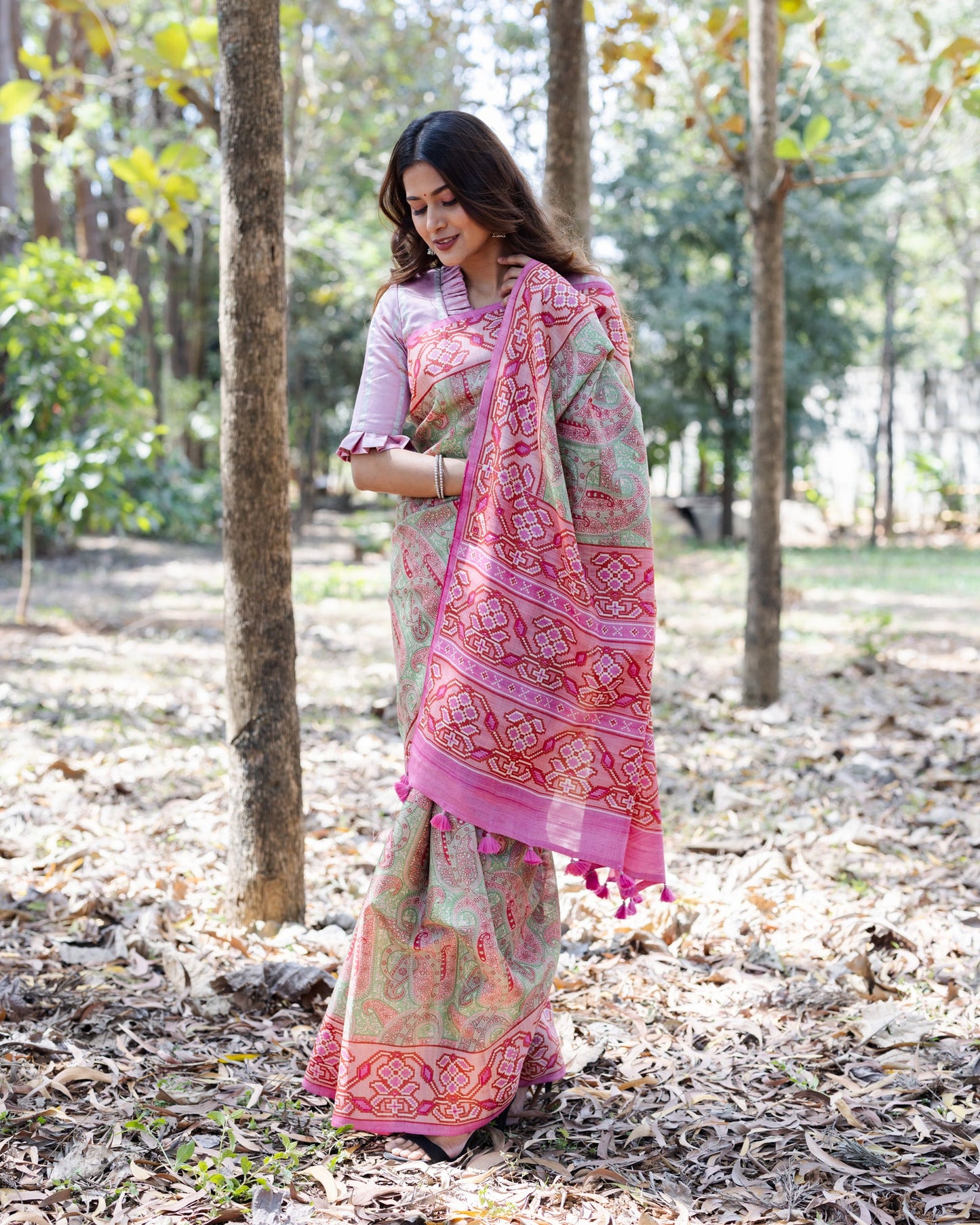 Green Tussar Silk Saree