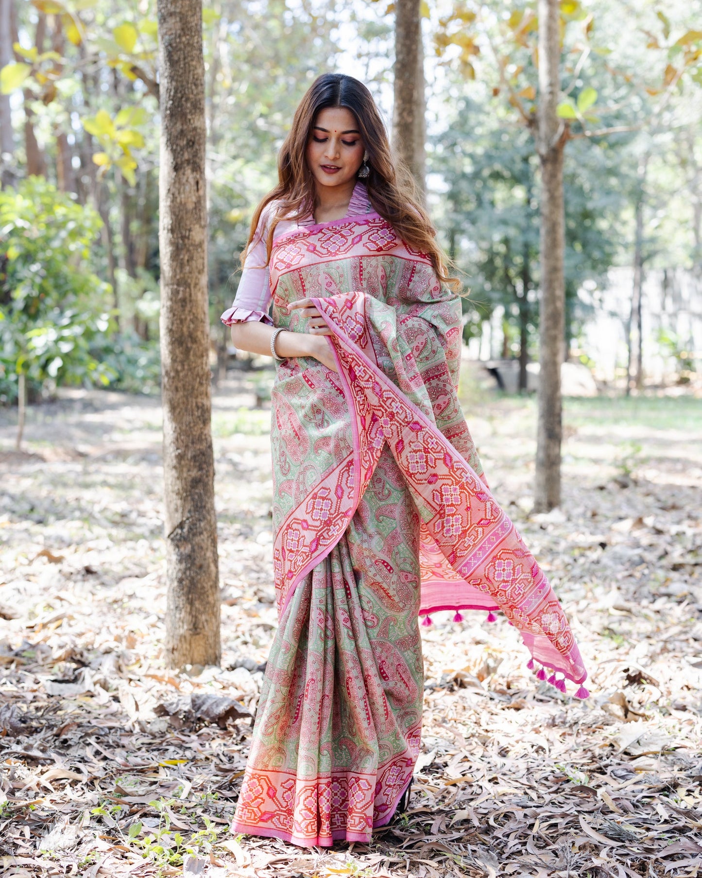 Green Tussar Silk Saree