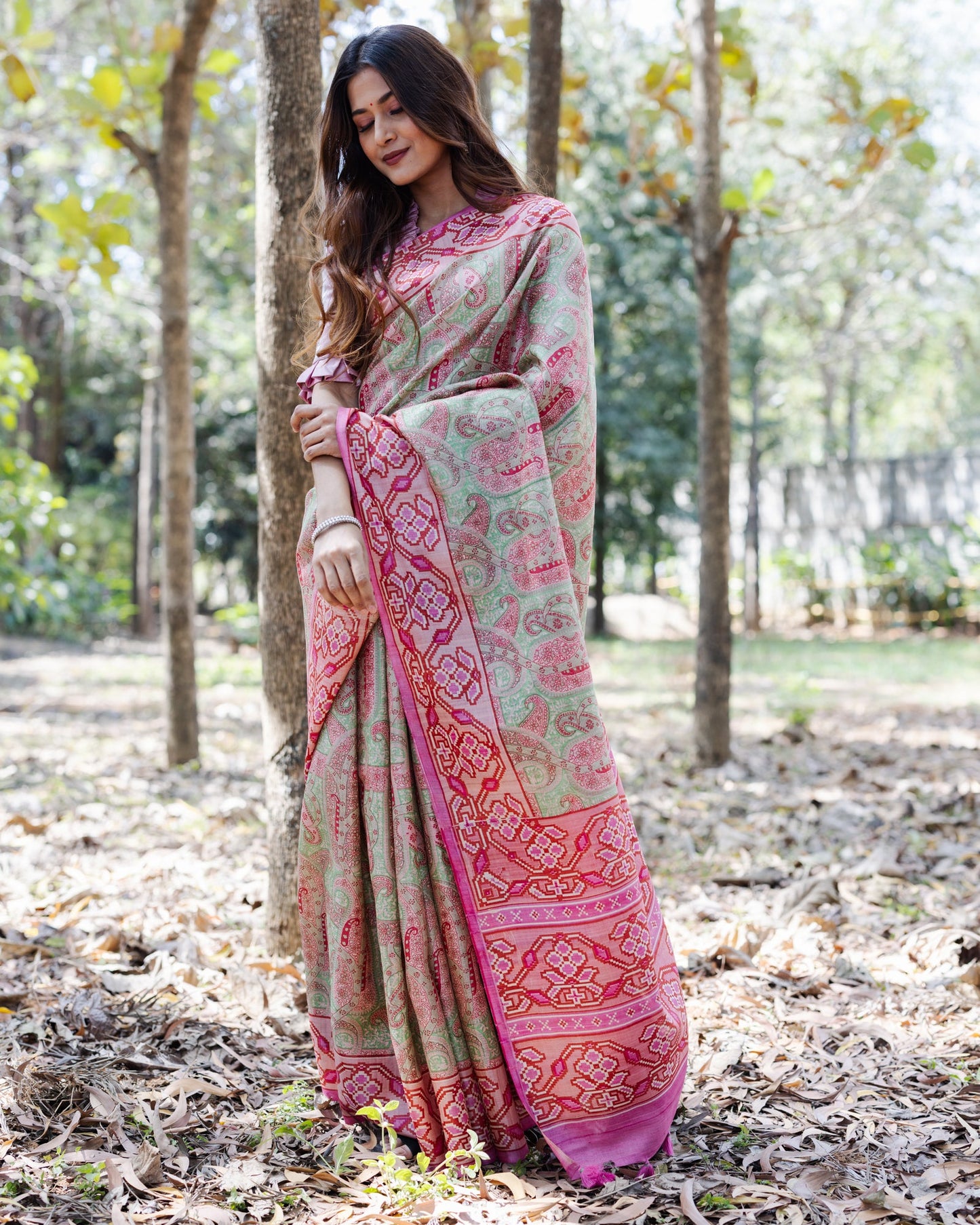 Green Tussar Silk Saree