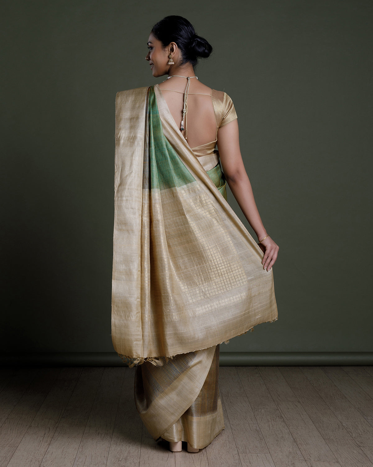 Green Tussar Handloom Silk Saree
