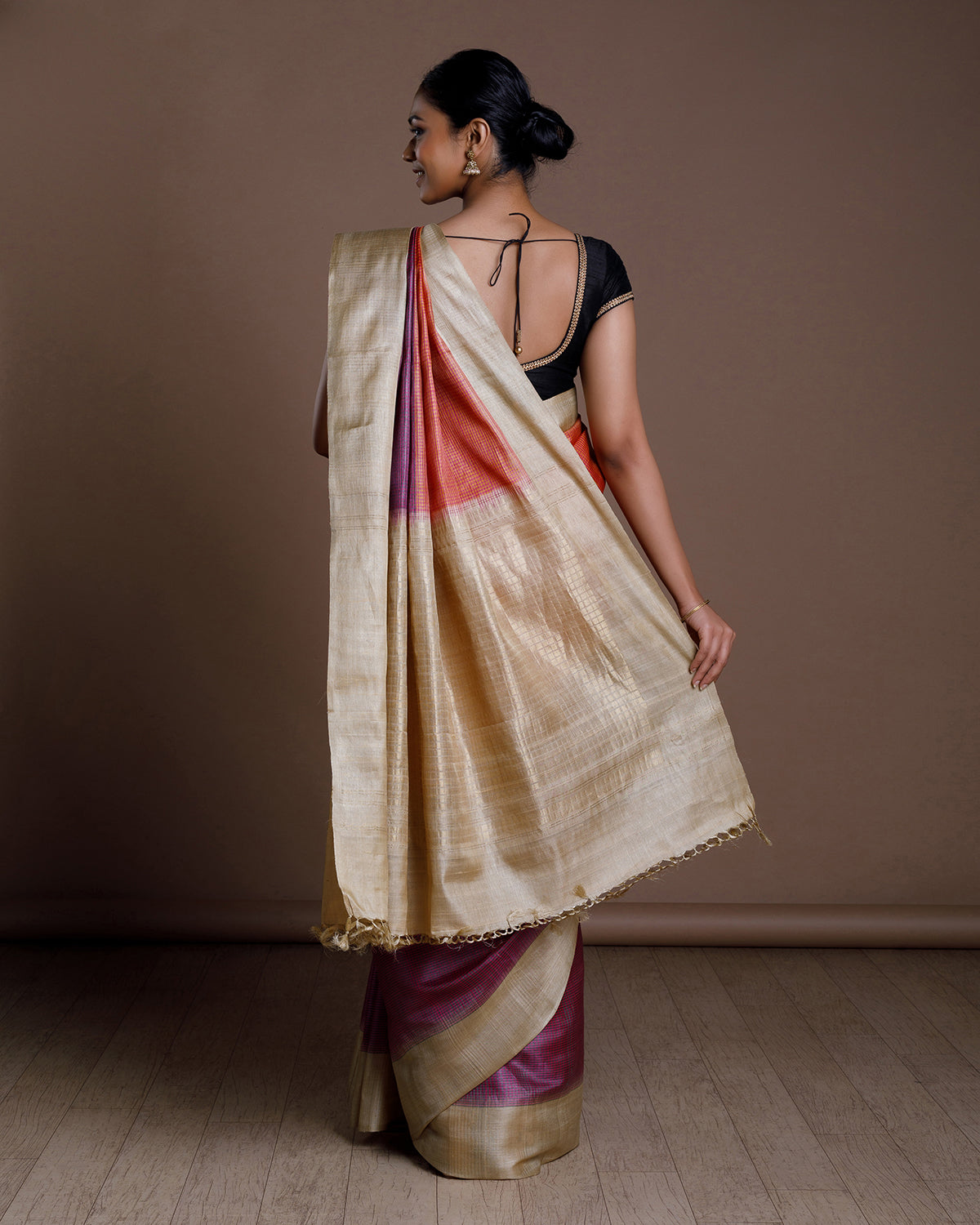 Purple Tussar Handloom Silk Saree