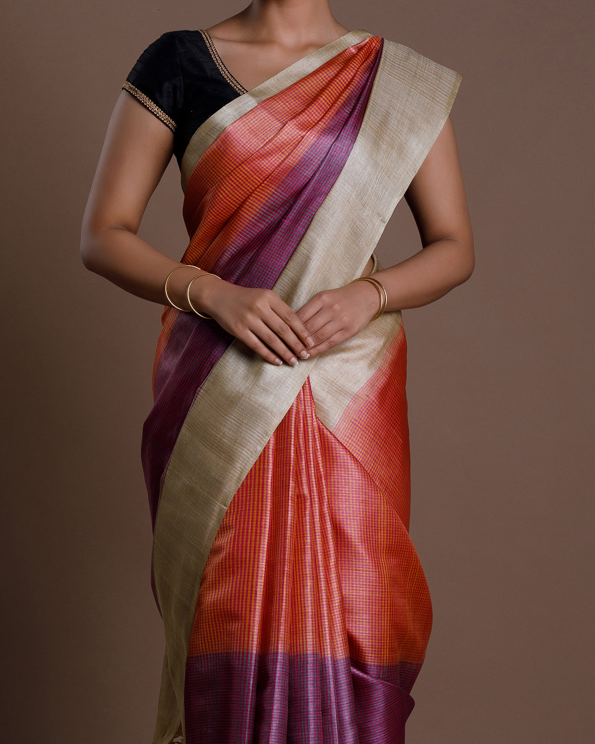 Purple Tussar Handloom Silk Saree