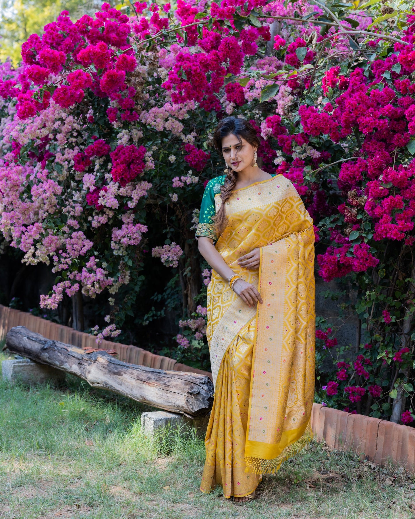 Yellow Banarasi Handloom Silk Saree