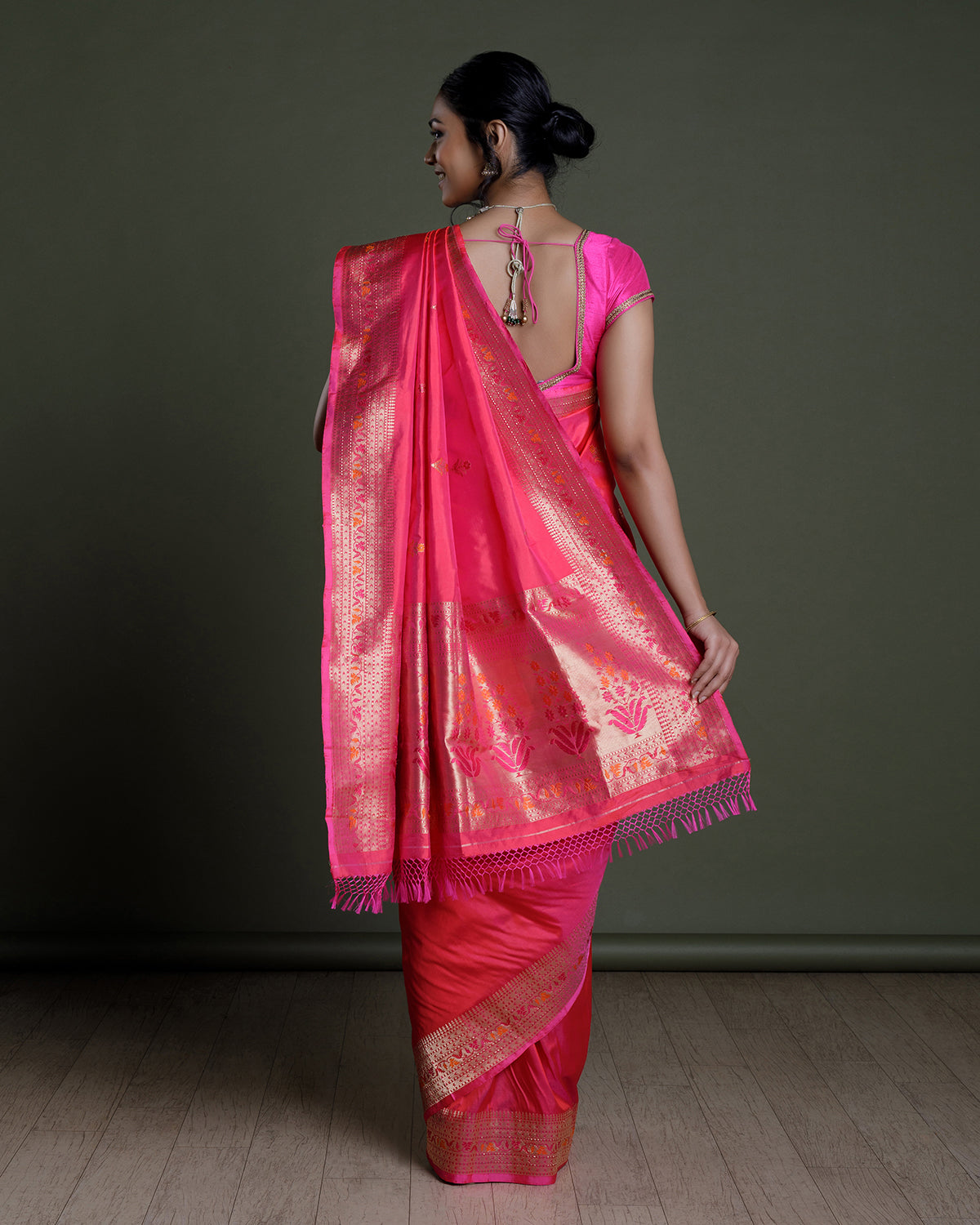 Pink Banaras Handloom Silk Saree