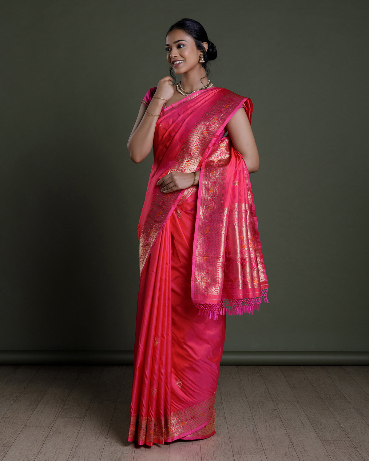Pink Banaras Handloom Silk Saree