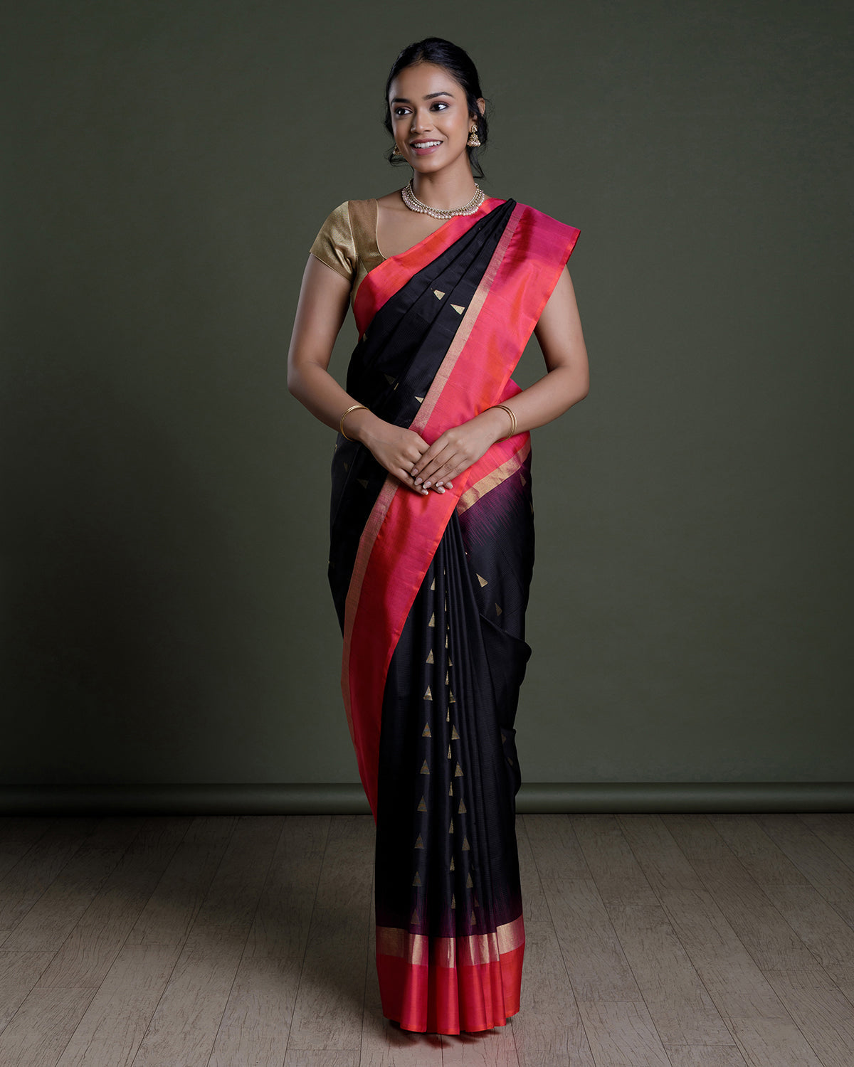 Black Handloom Soft Silk Saree