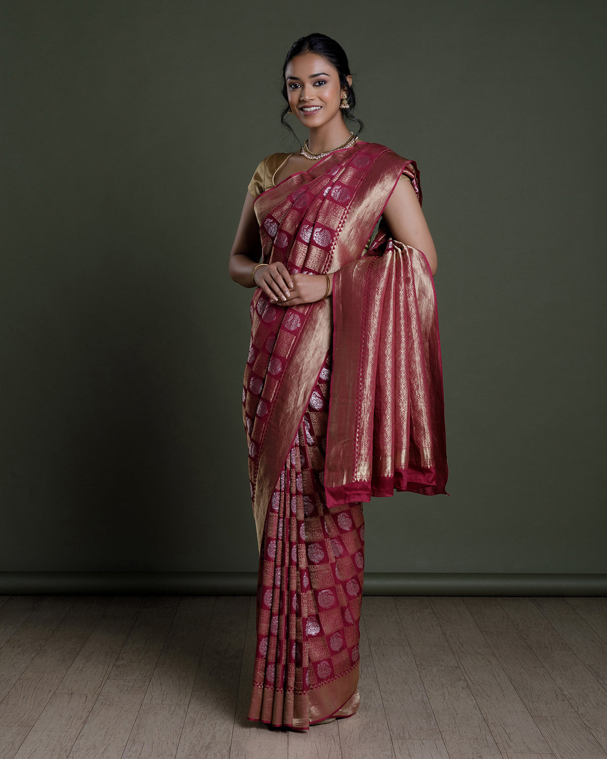 Magenta Mysore Silk Saree